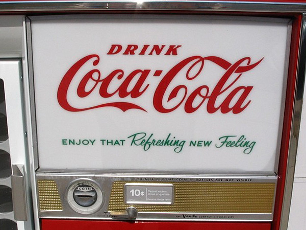 Coca Cola Vendo 63 Bottle Machine - Sign Close Up